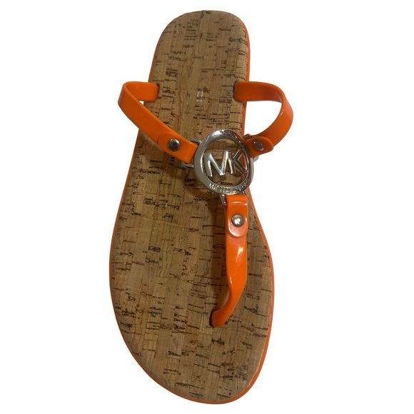 Michael Kors Charm Orange Jelly Thong Sandals 8 - Picture 6 of 6
